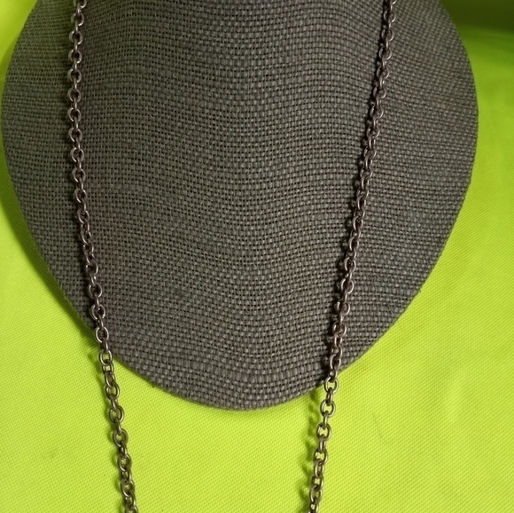 Loft long dangle Crystal goldtone chain necklace - Picture 7 of 7